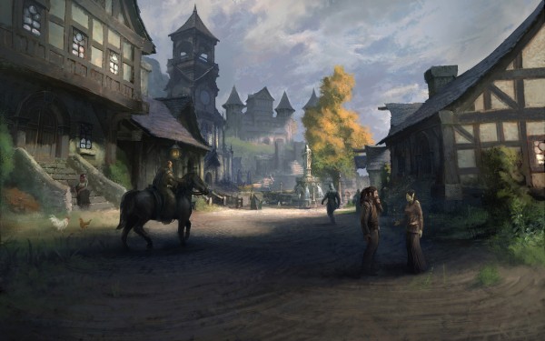Daggerfall: the actual streets are busier than depicted here, but I didn't want to obscure the quaint architecture.
